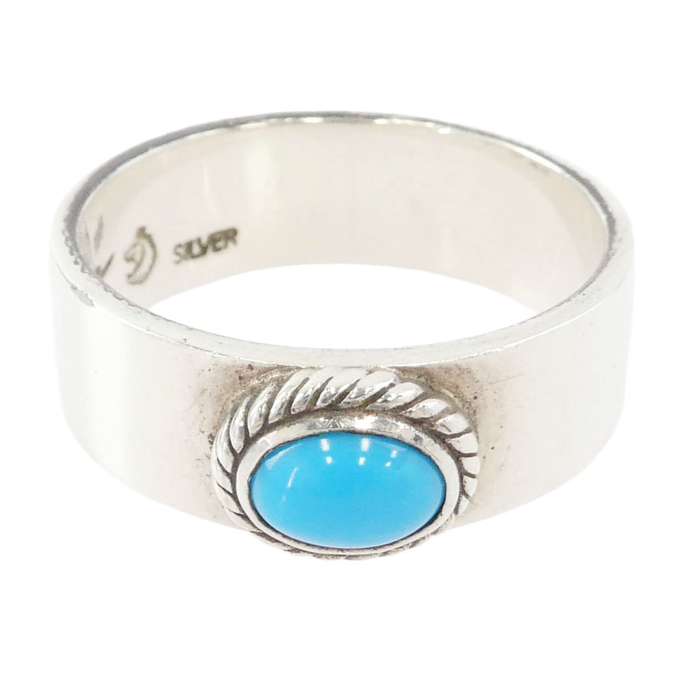 TADY&KING タディアンドキング 銀縄 ターコイズ 平打ち リング シルバー系 ブルー系 25号【中古】