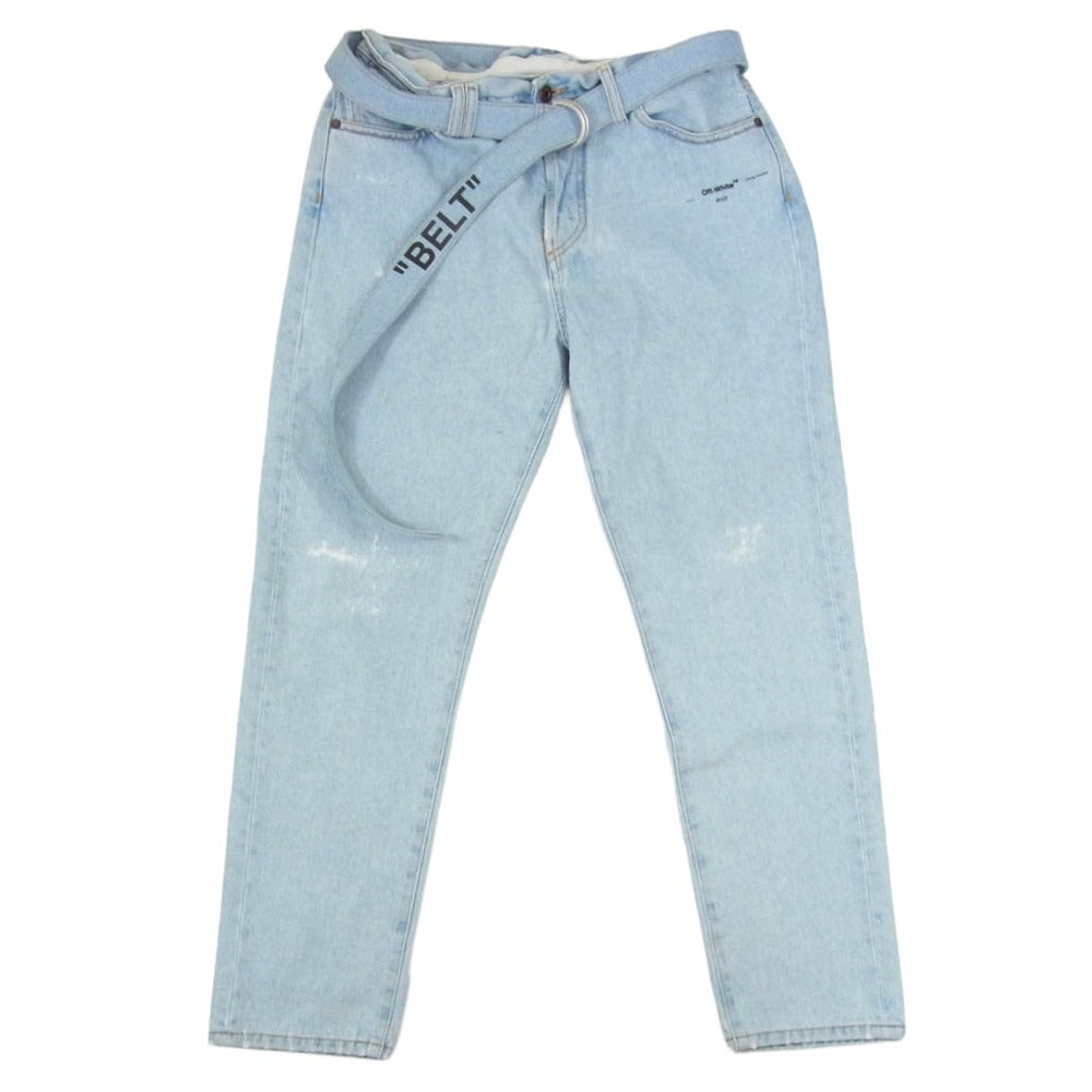 OFF-WHITE オフホワイト 19SS OMYA005R19386032 ボタンフライ テーパード ダメージ加工 ストレッチ デニム インディゴブルー系 32【中古】