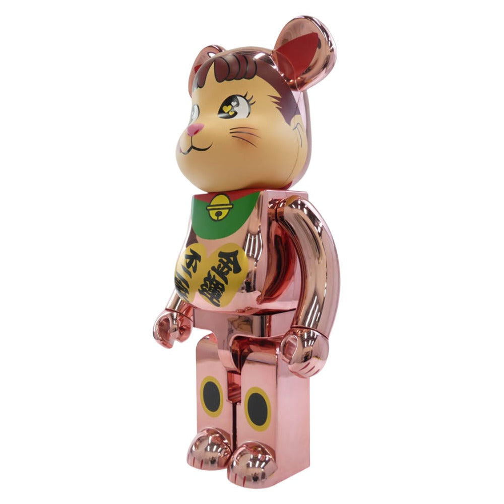 MEDICOM TOY メディコムトイ × 不二家 ミルキー FUJIYA BE@RBRICK 招き猫 金運 ダブル小判 ペコちゃん 桃金メッキ 1000% ベアブリック ピンクゴールド系 全高約700mm【中古】