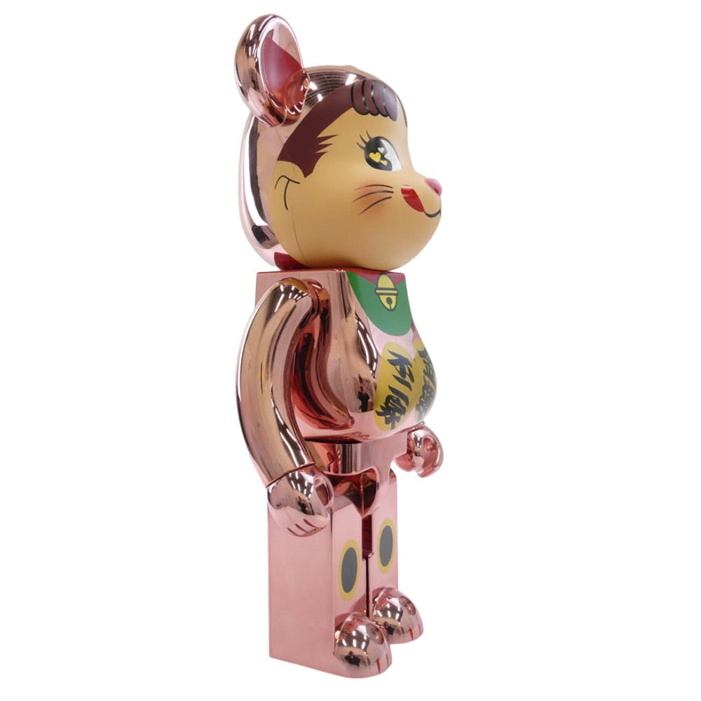 MEDICOM TOY メディコムトイ × 不二家 ミルキー FUJIYA BE@RBRICK 招き猫 金運 ダブル小判 ペコちゃん 桃金メッキ 1000% ベアブリック ピンクゴールド系 全高約700mm【中古】