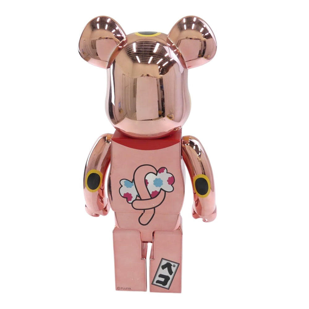 MEDICOM TOY メディコムトイ × 不二家 ミルキー FUJIYA BE@RBRICK 招き猫 金運 ダブル小判 ペコちゃん 桃金メッキ 1000% ベアブリック ピンクゴールド系 全高約700mm【中古】