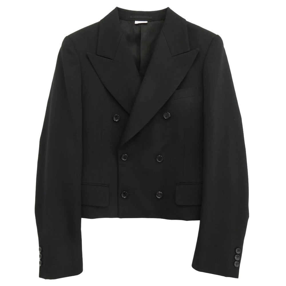 COMME des GARCONS HOMME PLUS コムデギャルソンオムプリュス 26SS PQ-J048 ウールギャバジン 短丈 ダブル テーラード ジャケット ブラック系 S【美品】【中古】