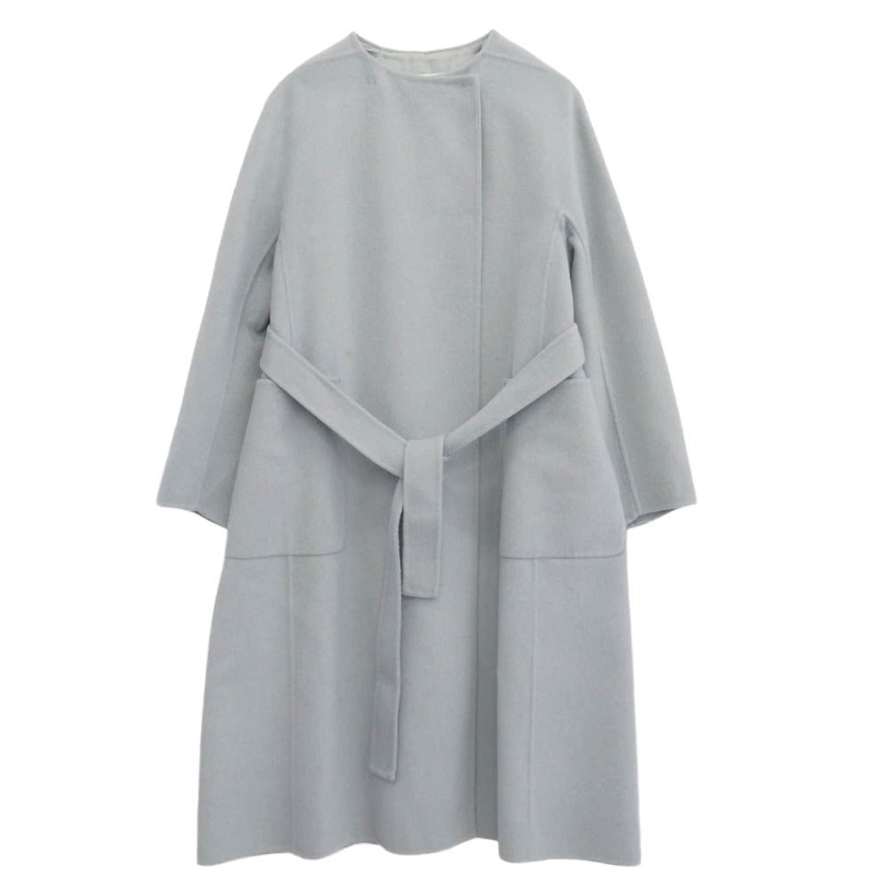 BALLSEY ボールジー 11-08-15-08301HY プレミアムウールリバー ノーカラーコート ライトブルー系 36【美品】【中古】