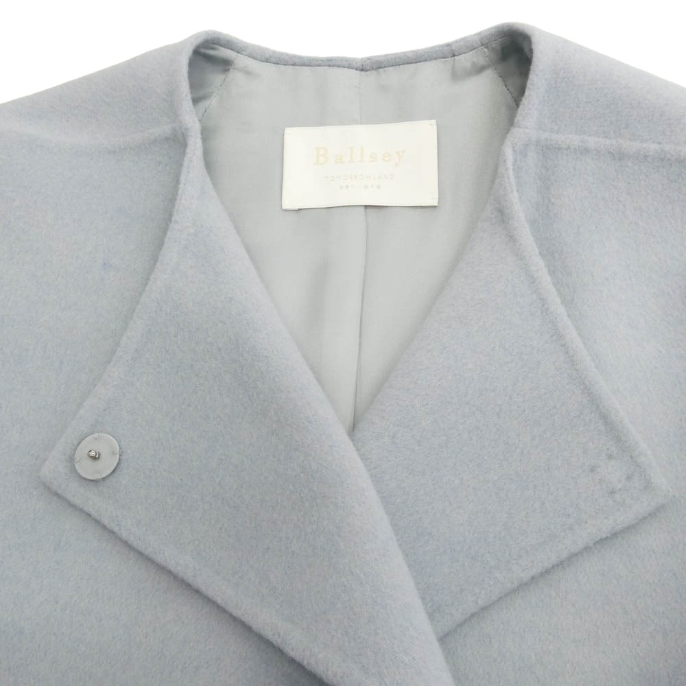 BALLSEY ボールジー 11-08-15-08301HY プレミアムウールリバー ノーカラーコート ライトブルー系 36【美品】【中古】