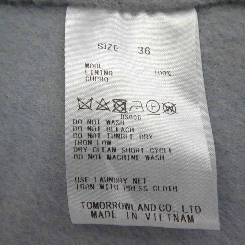 BALLSEY ボールジー 11-08-15-08301HY プレミアムウールリバー ノーカラーコート ライトブルー系 36【美品】【中古】