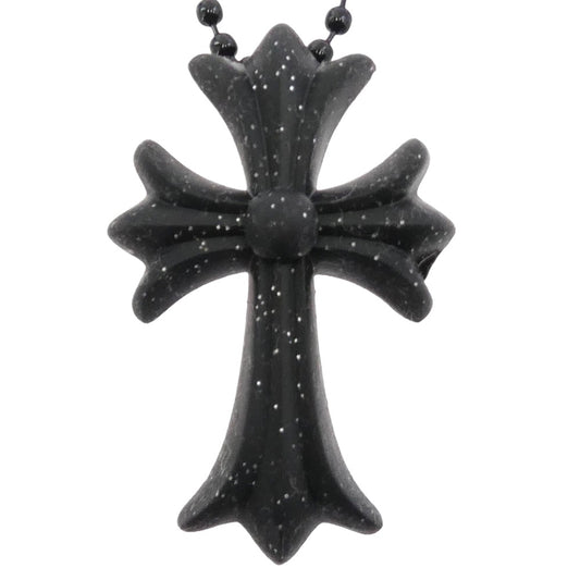 CHROME HEARTS クロムハーツ（原本無） RUBBER CH CRS SML ラバー スモール CH クロス シリコン ラメ入り ネックレス ブラックグリッター ブラック系【中古】
