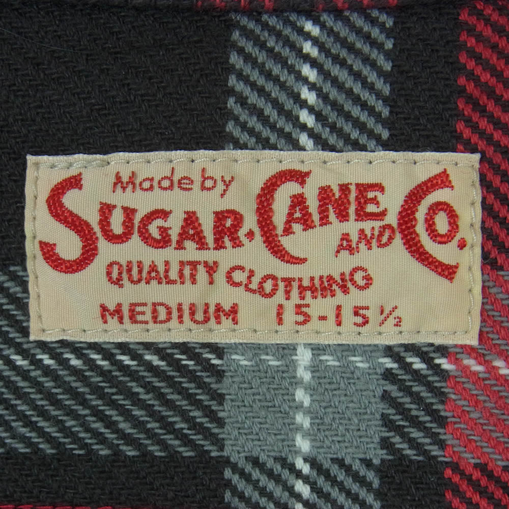 SUGAR CANE シュガーケーン SC28960 TWILL CHECK WORK SHIRT ツイル チェック ワーク 長袖 シャツ ブラック系 レッド系 M 15 - 15.5【中古】