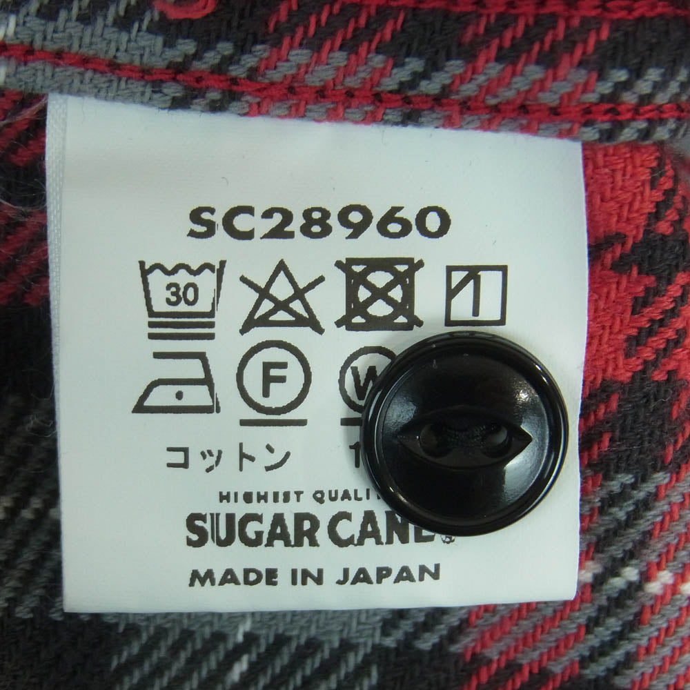 SUGAR CANE シュガーケーン SC28960 TWILL CHECK WORK SHIRT ツイル チェック ワーク 長袖 シャツ ブラック系 レッド系 M 15 - 15.5【中古】