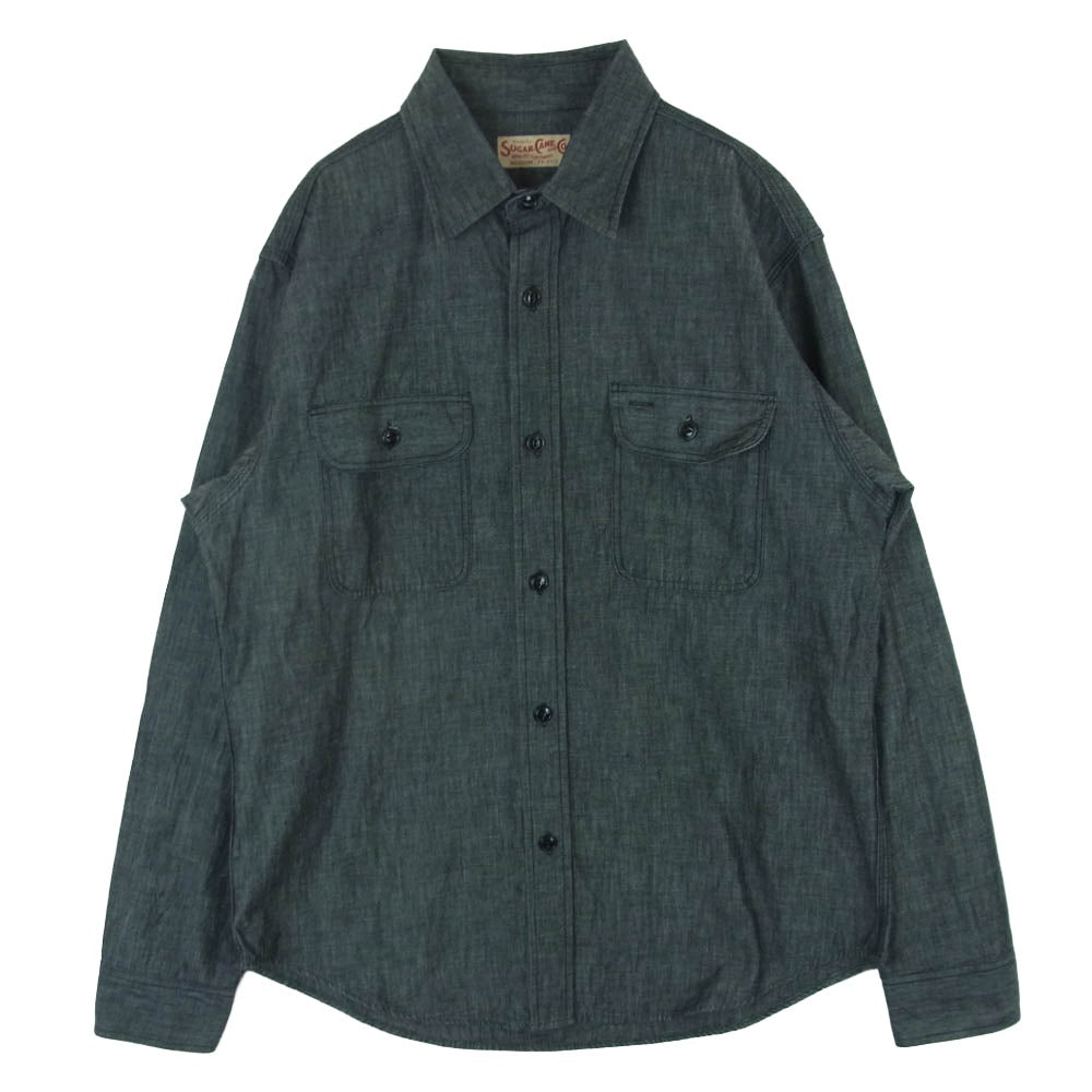 SUGAR CANE シュガーケーン SC29159 BLACK CHAMBRAY WORK SHIRT ブラック シャンブレー ワーク シャツ 長袖 グレー系 M 15 - 15.5【美品】【中古】