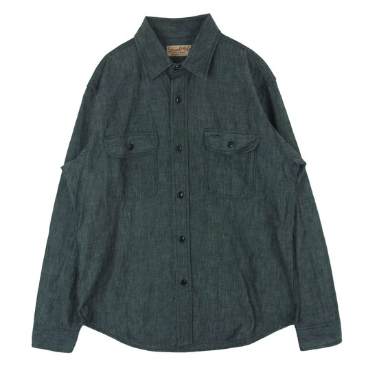 SUGAR CANE シュガーケーン SC29159 BLACK CHAMBRAY WORK SHIRT ブラック シャンブレー ワーク シャツ 長袖 グレー系 M 15 - 15.5【美品】【中古】