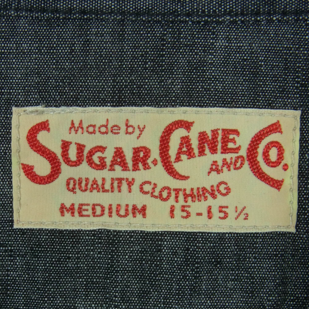 SUGAR CANE シュガーケーン SC29159 BLACK CHAMBRAY WORK SHIRT ブラック シャンブレー ワーク シャツ 長袖 グレー系 M 15 - 15.5【美品】【中古】