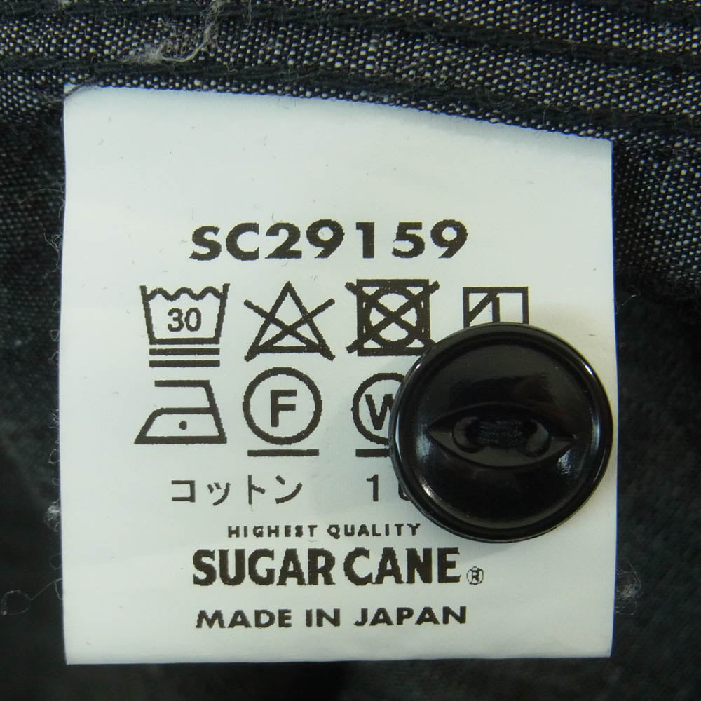 SUGAR CANE シュガーケーン SC29159 BLACK CHAMBRAY WORK SHIRT ブラック シャンブレー ワーク シャツ 長袖 グレー系 M 15 - 15.5【美品】【中古】