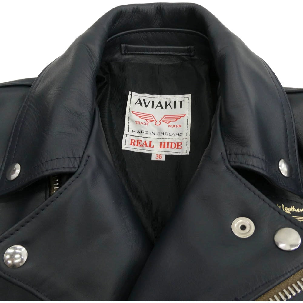 Lewis Leathers ルイスレザー 391TH LIGHTNINGTIGHT FIT HORSE HIDE NAVY ライトニング タイトフィット ホースハイド ベージュテープ ライダース ジャケット ネイビー ネイビー系 36【美品】【中古】