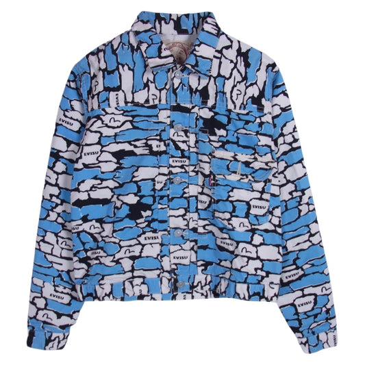 EVISU エヴィス 総柄 1st Type ジャケット ライトブルー系 40【中古】