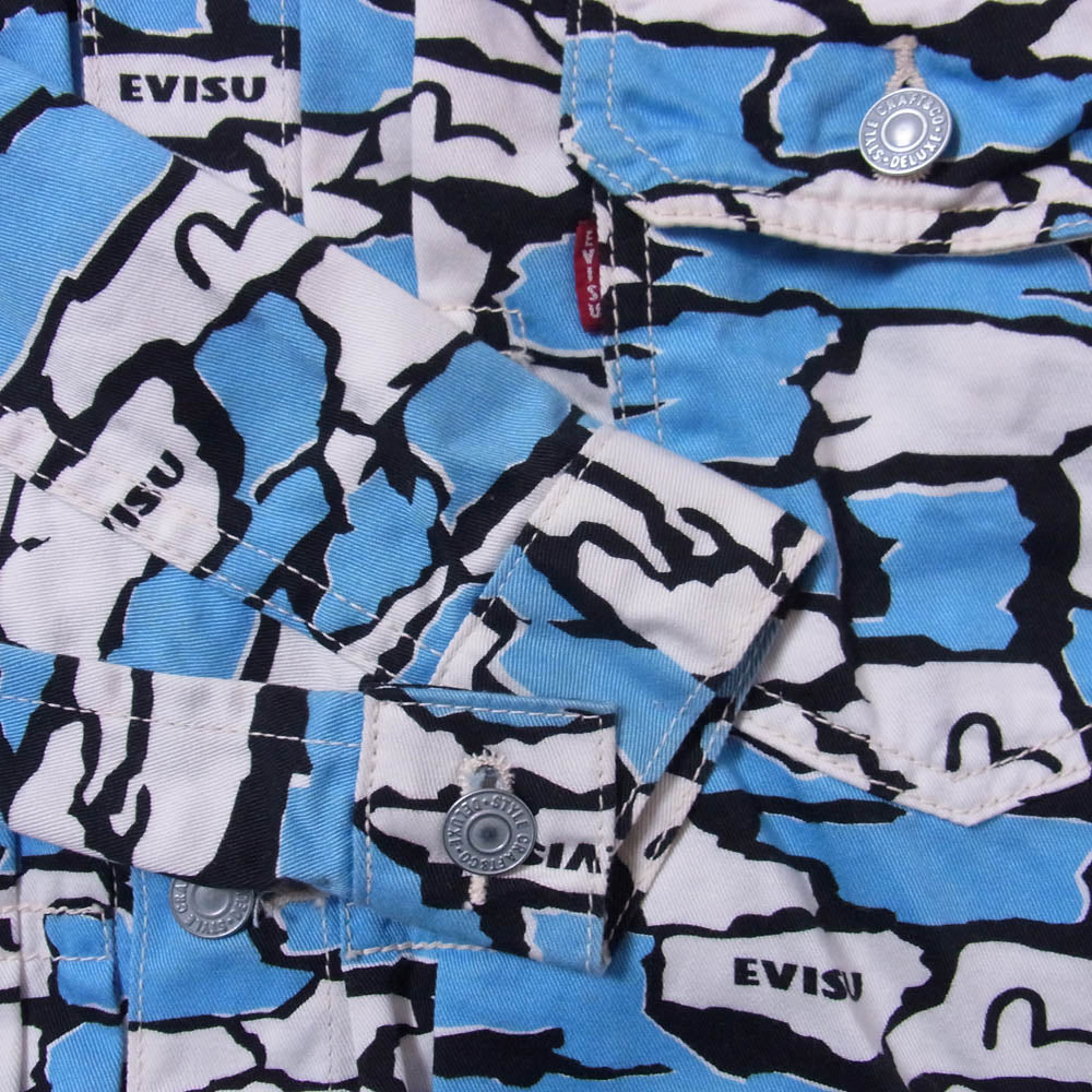 EVISU エヴィス 総柄 1st Type ジャケット ライトブルー系 40【中古】