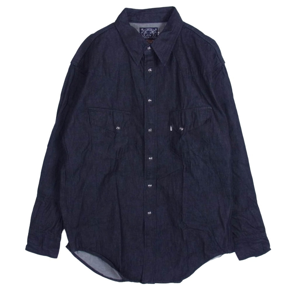 EVISU エヴィス 岡山製デニム ウェスタン シャツ ダークネイビー系 42【美品】【中古】