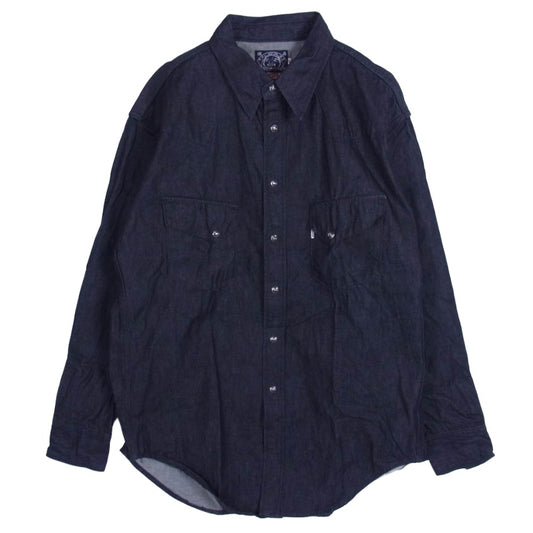EVISU エヴィス 岡山製デニム ウェスタン シャツ ダークネイビー系 42【美品】【中古】