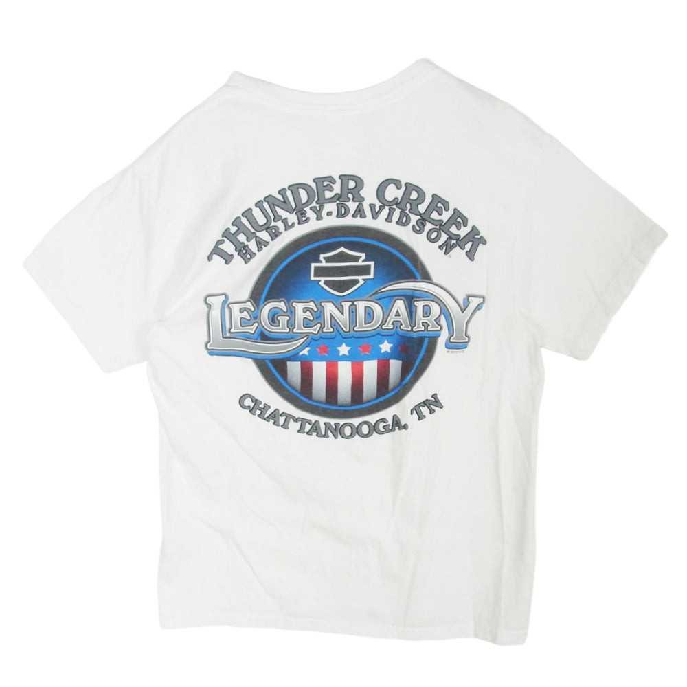 ヴィンテージ HARLEY DAVIDSON ハーレー ダビットソン フラッグ ロゴ 半袖 Ｔシャツ ホワイト系 L【中古】