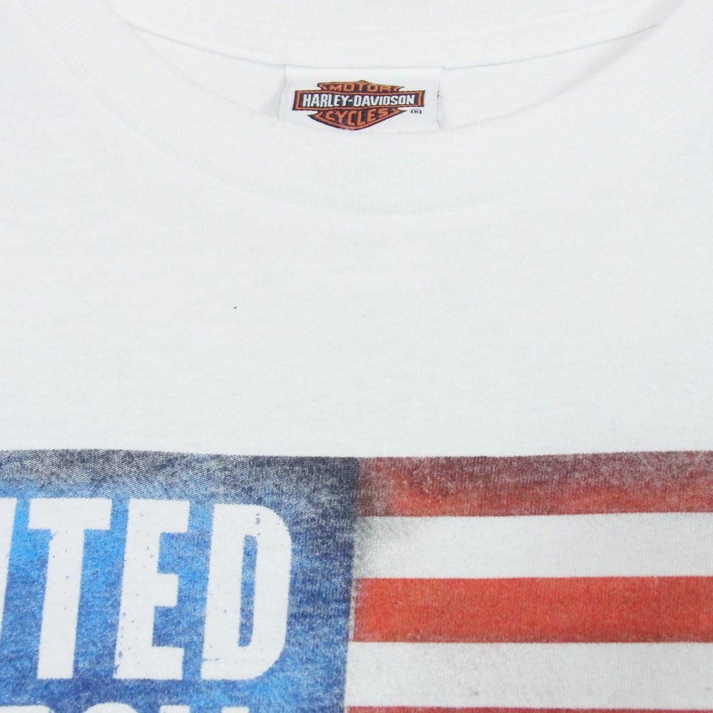 ヴィンテージ HARLEY DAVIDSON ハーレー ダビットソン フラッグ ロゴ 半袖 Ｔシャツ ホワイト系 L【中古】