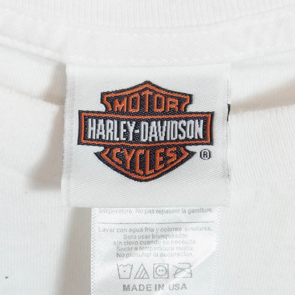 ヴィンテージ HARLEY DAVIDSON ハーレー ダビットソン フラッグ ロゴ 半袖 Ｔシャツ ホワイト系 L【中古】