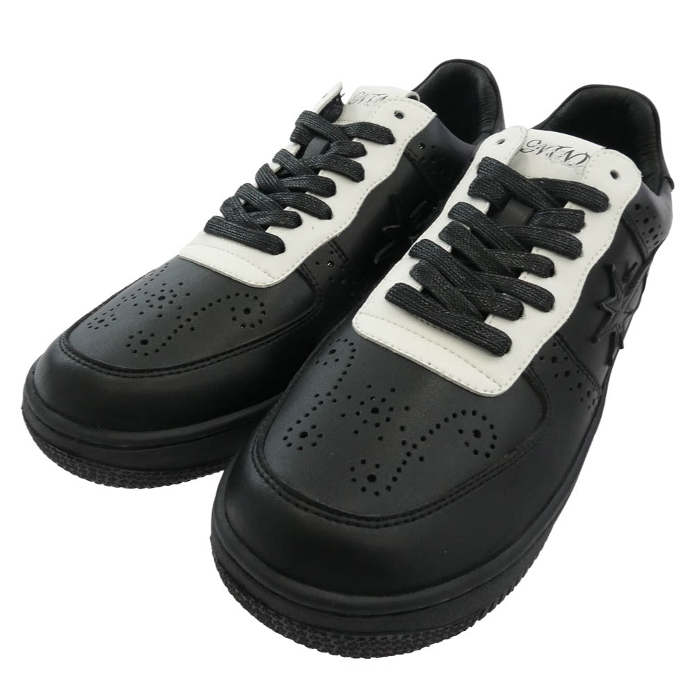 NUMBER(N)INE ナンバーナイン SW1805 10022 × STAR WALK スターウォーク EPISODE 1 レザー ローカット スニーカー ブラック系 US8【極上美品】【中古】