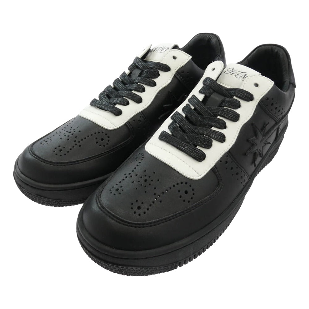 NUMBER(N)INE ナンバーナイン SW1805 10022 × STAR WALK スターウォーク EPISODE 1 レザー ローカット スニーカー ブラック系 US8【極上美品】【中古】