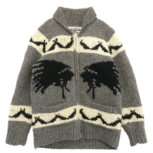 カナタ 222040131-1609 別注 フルジップ カウチン ニット ジャケット グレー系 マルチカラー系【中古】