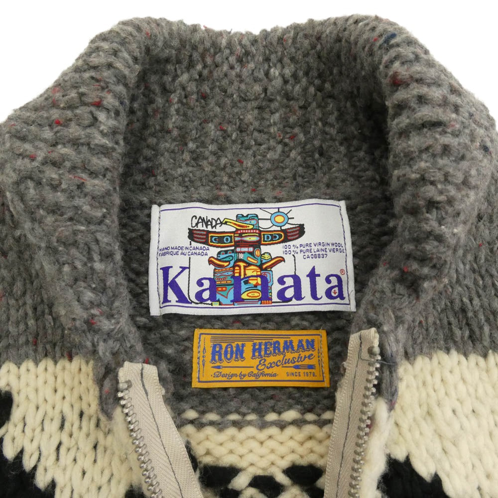 カナタ 222040131-1609 別注 フルジップ カウチン ニット ジャケット グレー系 マルチカラー系【中古】