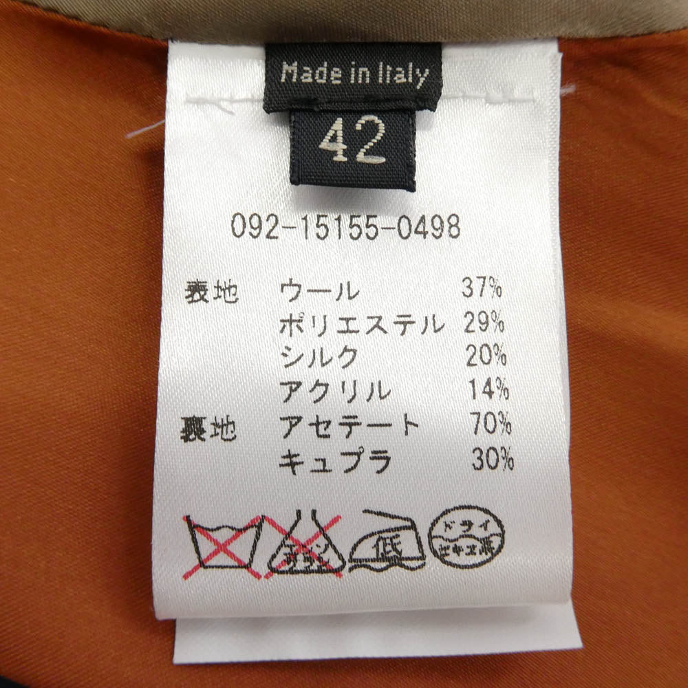 ETRO エトロ イタリア製 シルク混 金釦 リーフ総柄 ロングコート チェスターコート マルチカラー系 3【中古】