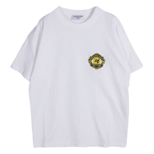 BALENCIAGA バレンシアガ 21AW 612965 TLV61 WARDROBE ロゴ刺繍 半袖 Tシャツ カットソー ホワイト系 XS【中古】