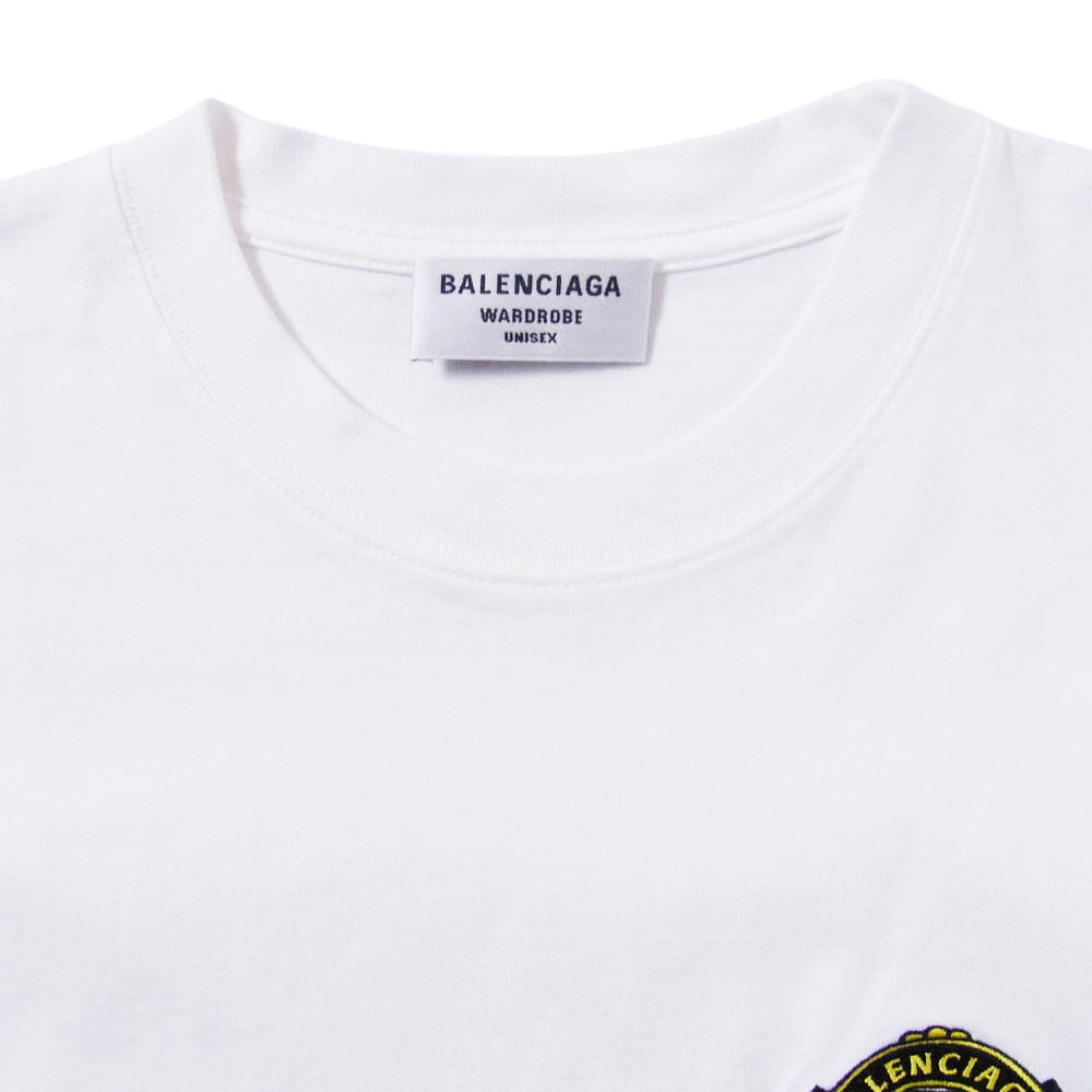 BALENCIAGA バレンシアガ 21AW 612965 TLV61 WARDROBE ロゴ刺繍 半袖 Tシャツ カットソー ホワイト系 XS【中古】