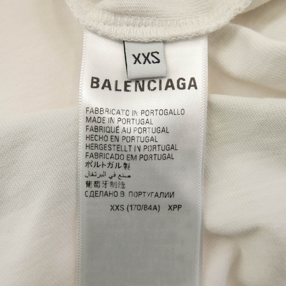 BALENCIAGA バレンシアガ 23SS 739784 TOVK1 ミディアムフィット カレッジロゴ プリント ダメージ加工 半袖 Tシャツ カットソー ホワイト系 XXS【中古】