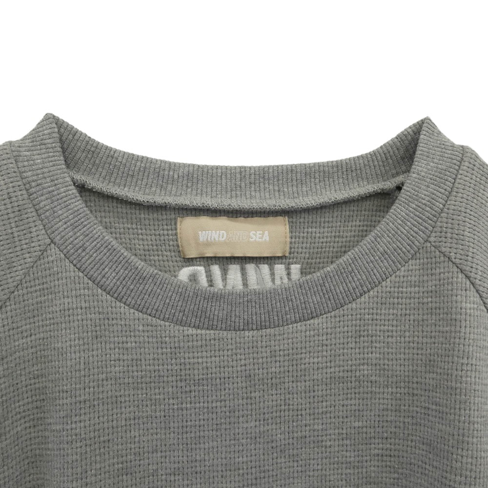 WIND AND SEA ウィンダンシー WDS-O-ESS-25-Q2-WMF-02 ES W Raglan Crew Neck Waffle Shirt ラグラン ワッフル クルーネック 長袖 カットソー グレー系 M【中古】