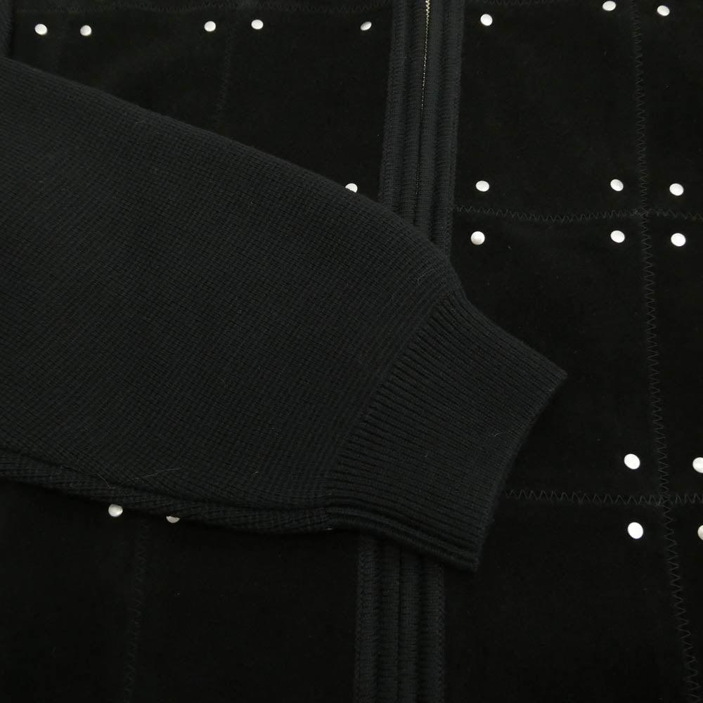Supreme シュプリーム 25AW Studded Suede Zip Up Cardigan スタッズ スエードレザー ジップアップ カーディガン ニットジャケット ブラック系 M【極上美品】【中古】
