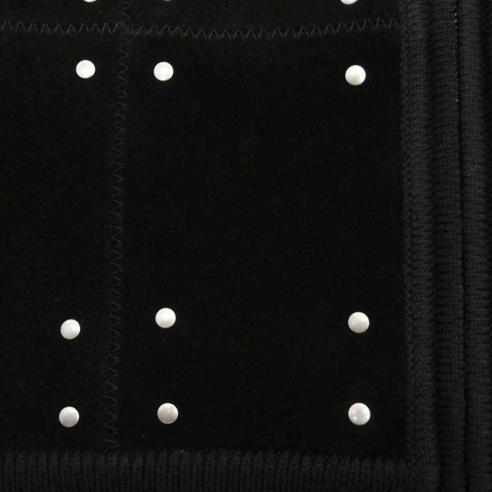Supreme シュプリーム 25AW Studded Suede Zip Up Cardigan スタッズ スエードレザー ジップアップ カーディガン ニットジャケット ブラック系 M【極上美品】【中古】