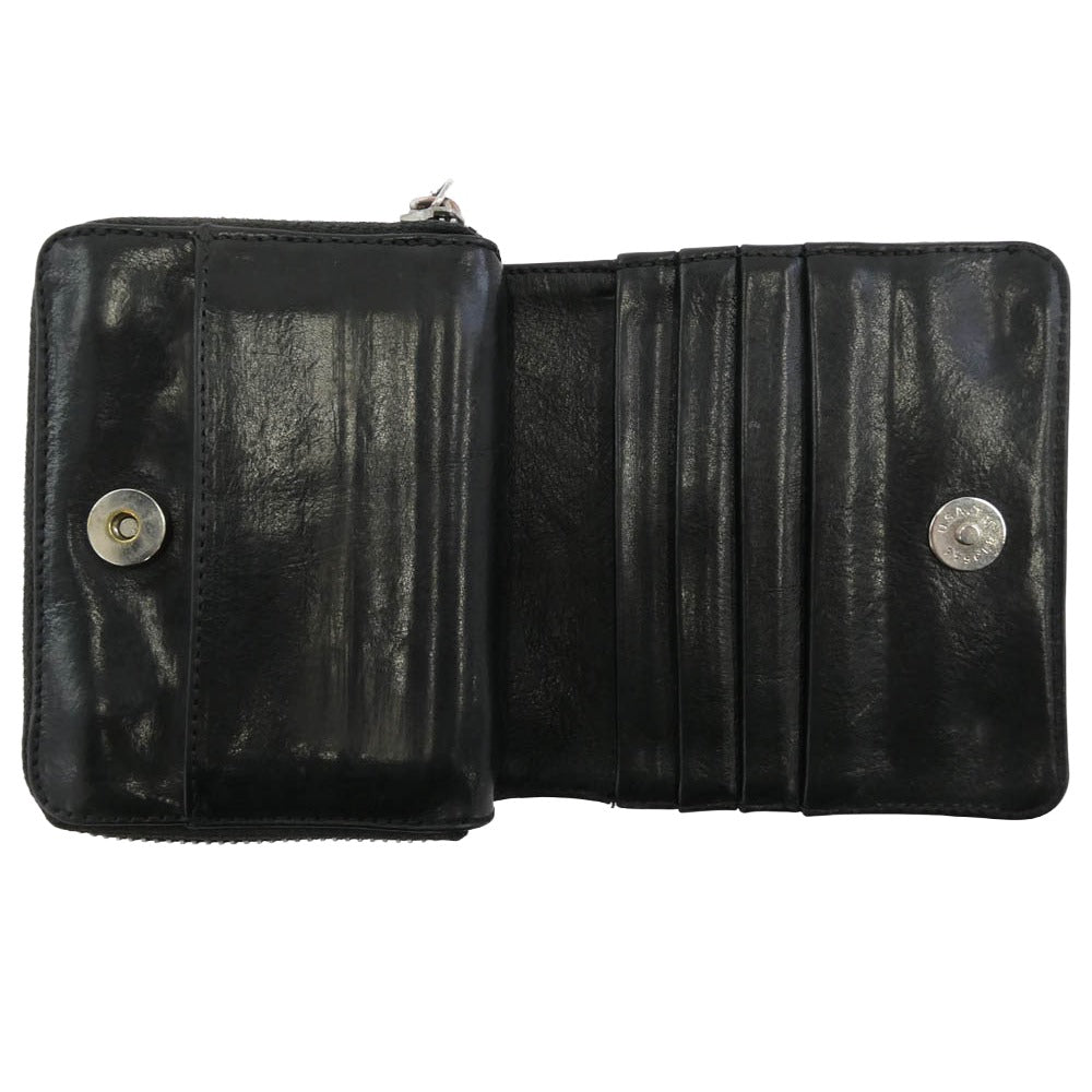 CHROME HEARTS クロムハーツ（原本無） SQ ZIP BILL スクエアジップビル ラウンド ジップ レザー ウォレット 財布 ブラック系【中古】