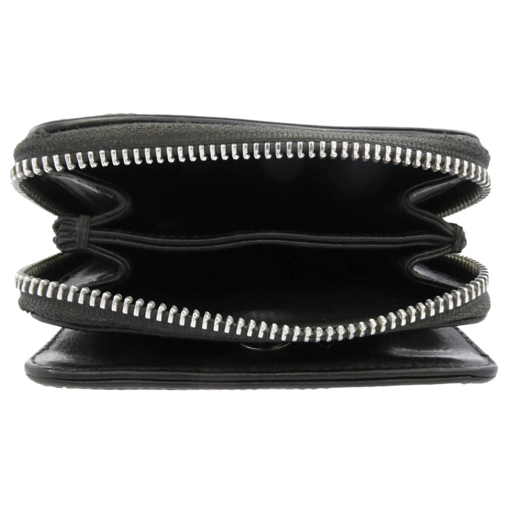 CHROME HEARTS クロムハーツ（原本無） SQ ZIP BILL スクエアジップビル ラウンド ジップ レザー ウォレット 財布 ブラック系【中古】
