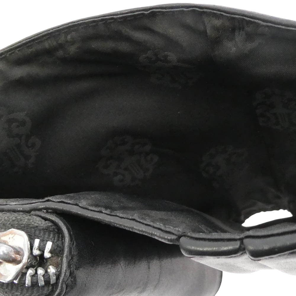 CHROME HEARTS クロムハーツ（原本無） SQ ZIP BILL スクエアジップビル ラウンド ジップ レザー ウォレット 財布 ブラック系【中古】