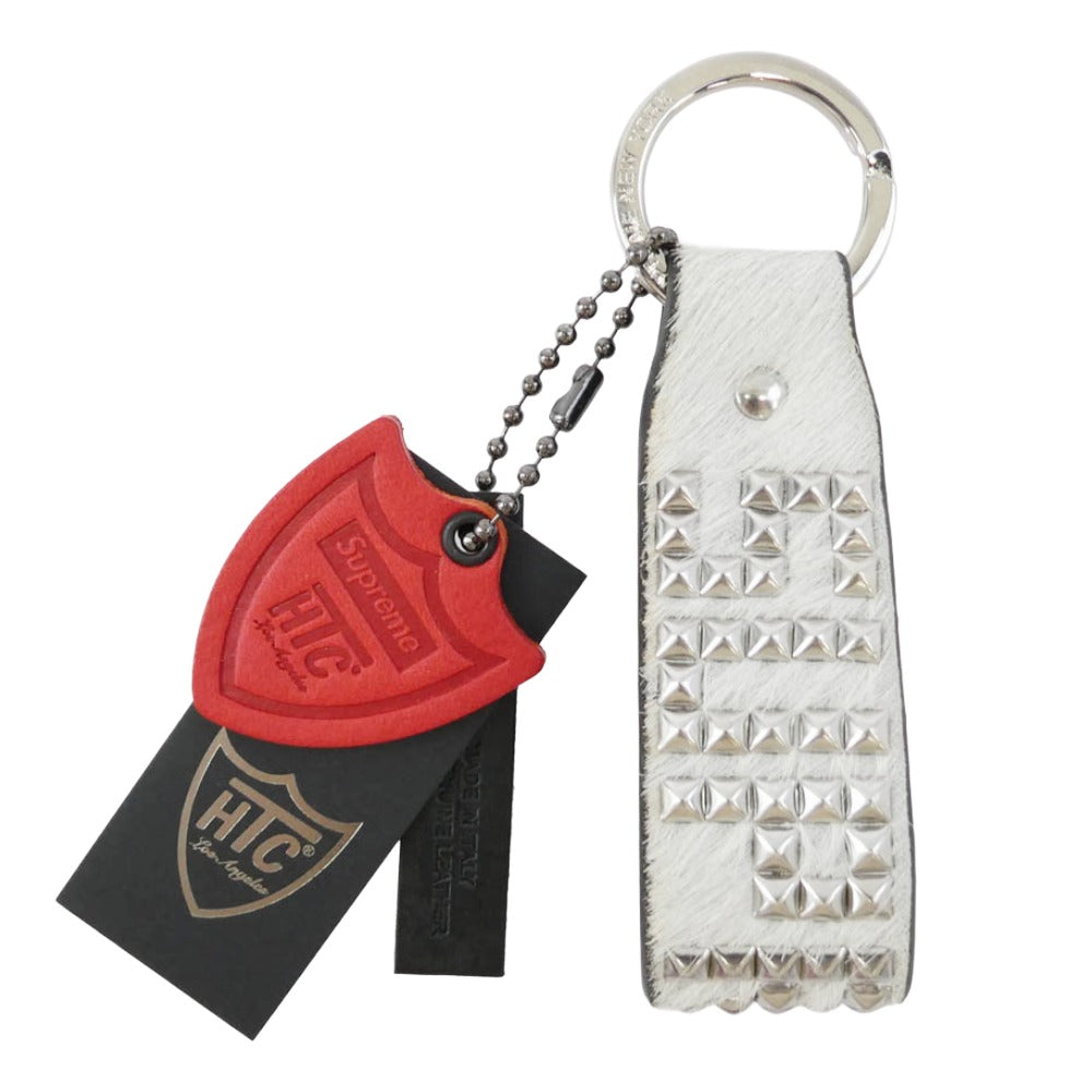 Supreme シュプリーム 23SS × HTC エイチティーシー Hollywood Trading Company Studded Keychain ハリウッド トレーディング カンパニー スタッディド キーチェーン COWレザー ホワイト系【極上美品】【中古】