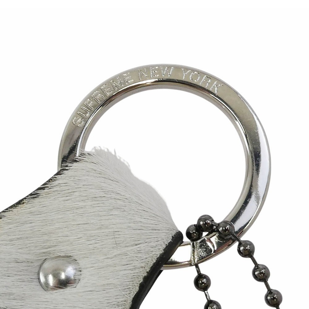 Supreme シュプリーム 23SS × HTC エイチティーシー Hollywood Trading Company Studded Keychain ハリウッド トレーディング カンパニー スタッディド キーチェーン COWレザー ホワイト系【極上美品】【中古】