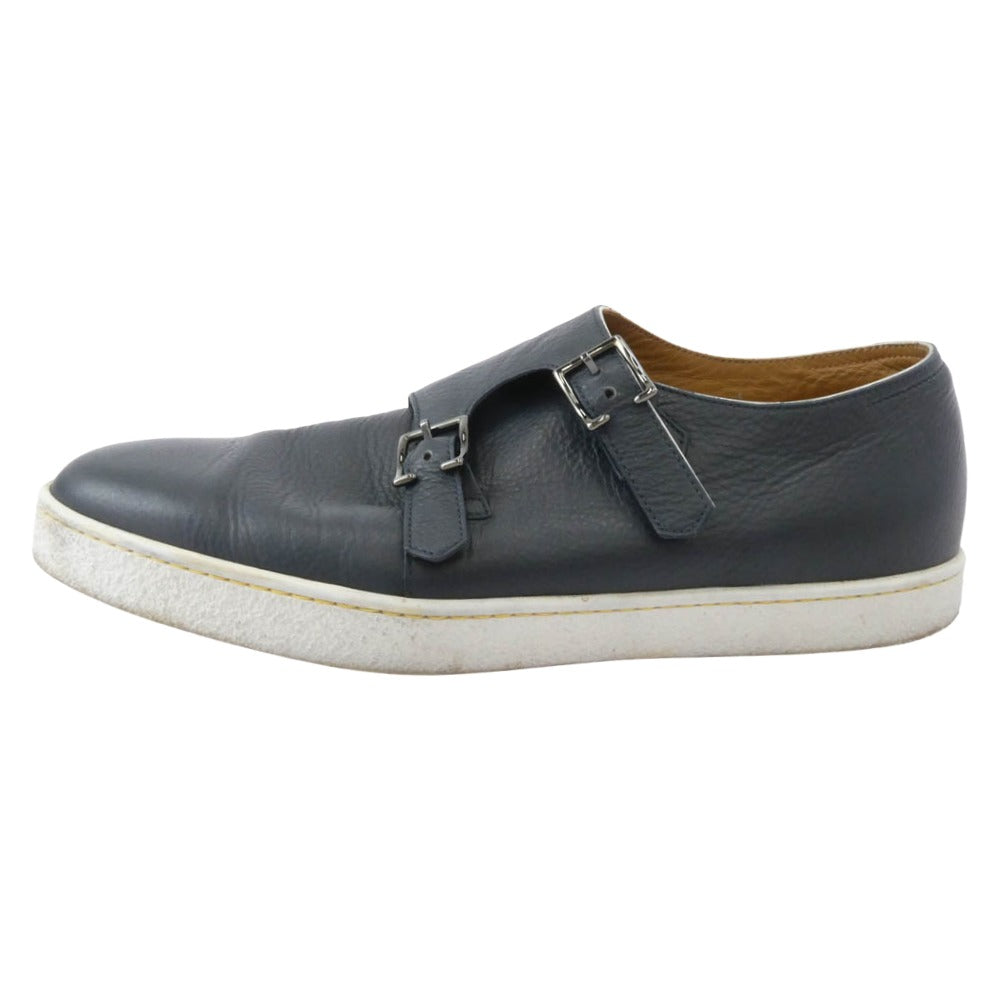 John Lobb ジョンロブ HOLME ホルム ダブルモンクストラップ レザー スニーカー ネイビー系 9【中古】