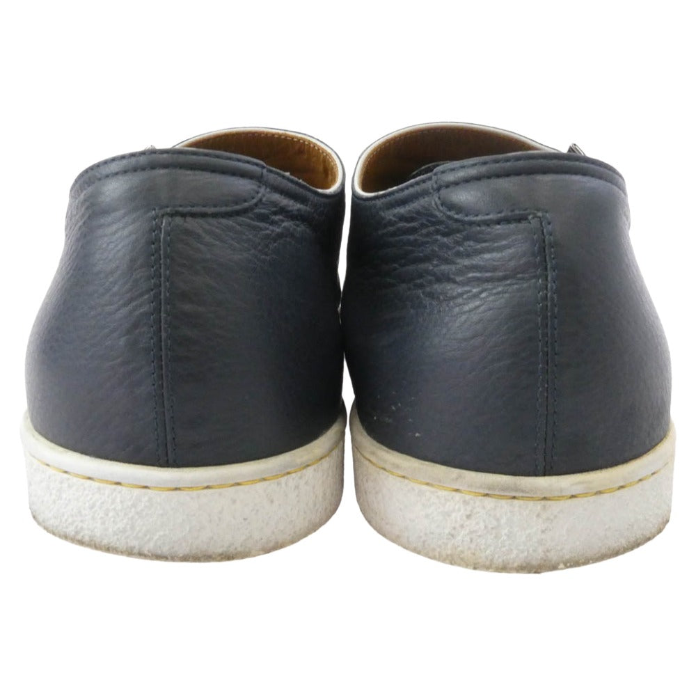 John Lobb ジョンロブ HOLME ホルム ダブルモンクストラップ レザー スニーカー ネイビー系 9【中古】
