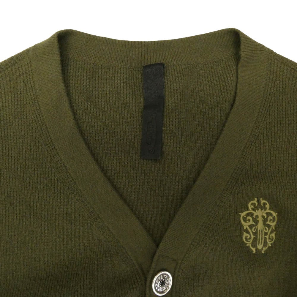 CHROME HEARTS クロムハーツ（原本無） REGULATOR ヴァインダガー刺繍 カシミア ニット カーディガン グリーン系 M【中古】