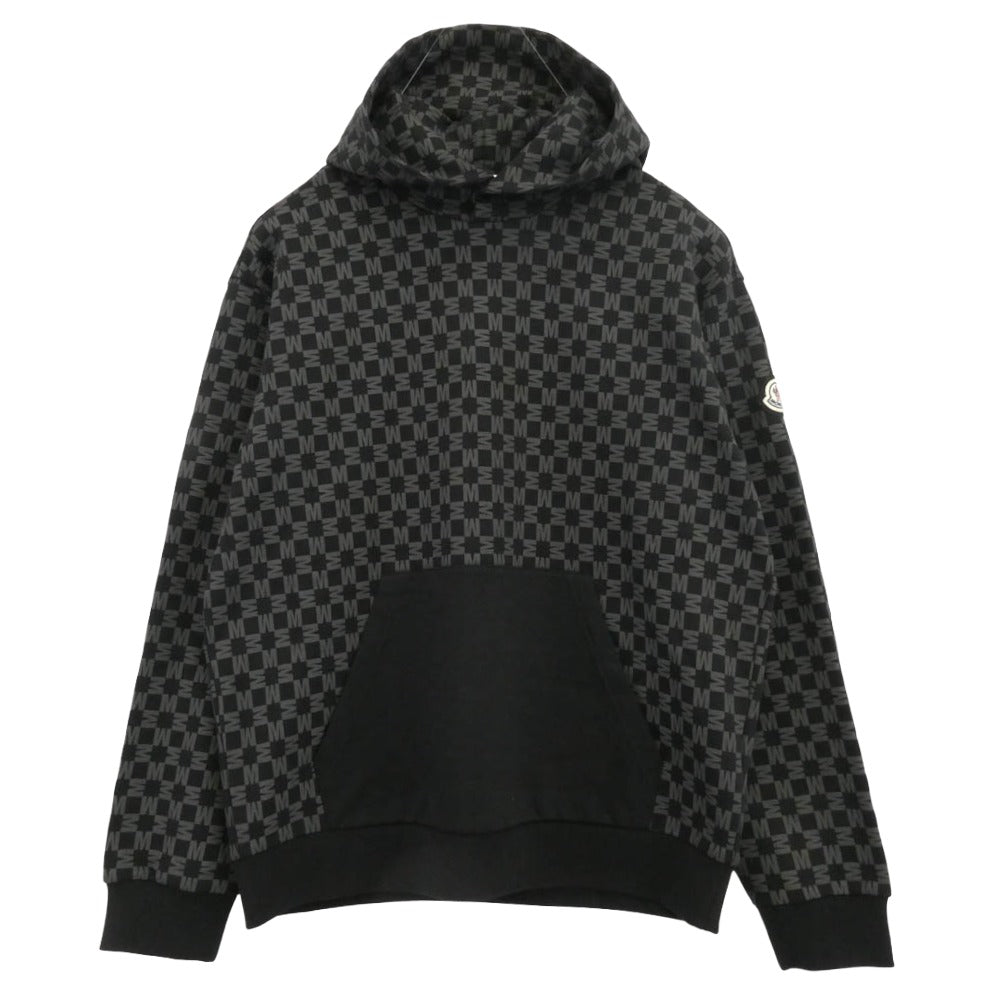 MONCLER モンクレール H20918G00039 899TX HOODIE 総柄 プルオーバー パーカー フーディー ブラック系 L【中古】