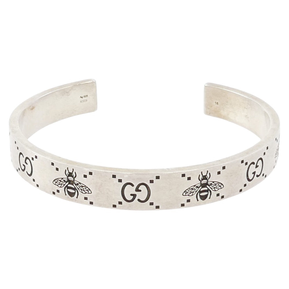 GUCCI グッチ Signature GG Chunky Bee Cuff Bracelet GG ビー カフ バングル ブレスレット シルバー系 18【中古】