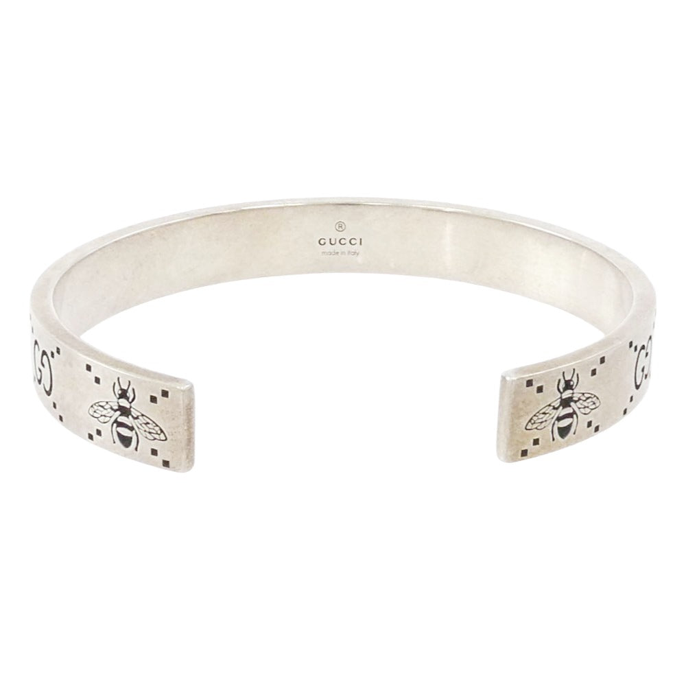 GUCCI グッチ Signature GG Chunky Bee Cuff Bracelet GG ビー カフ バングル ブレスレット シルバー系 18【中古】