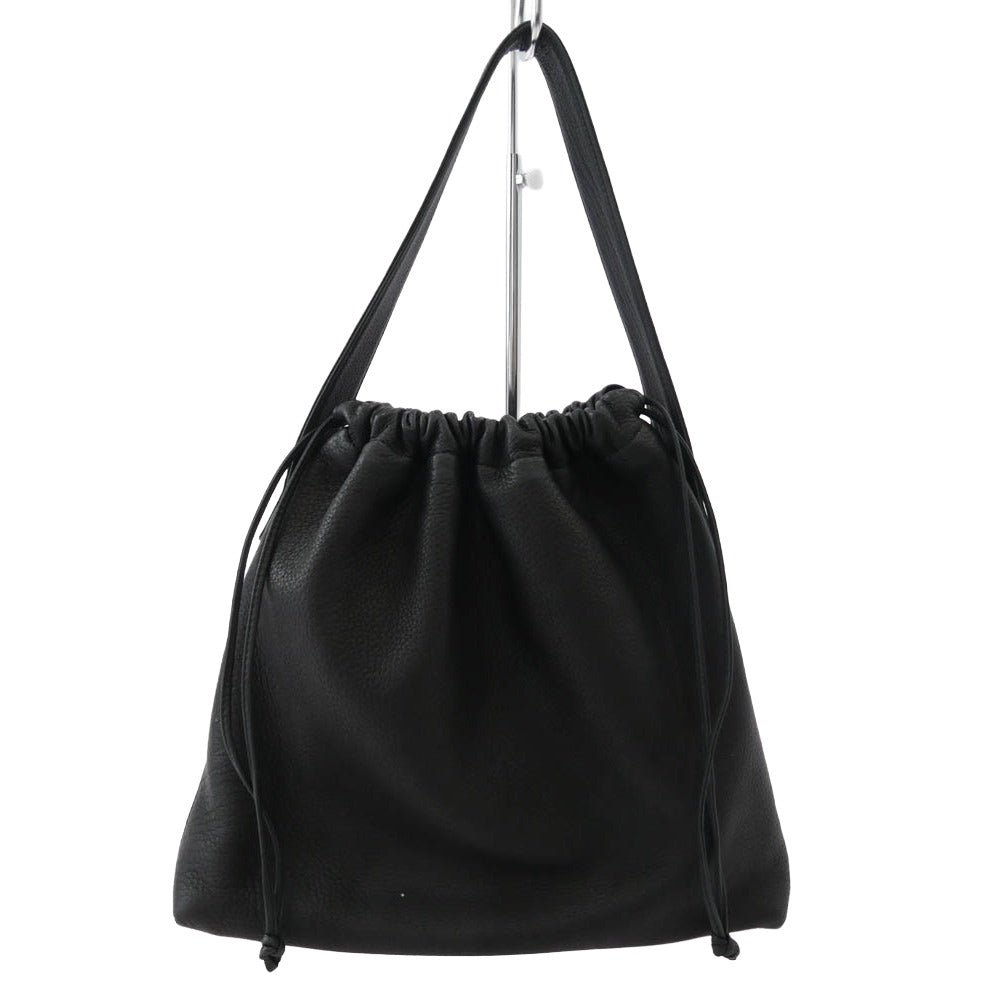 アエタ DRAW STRING ONE SHOULDER レザー ショルダーバッグ ブラック系【中古】