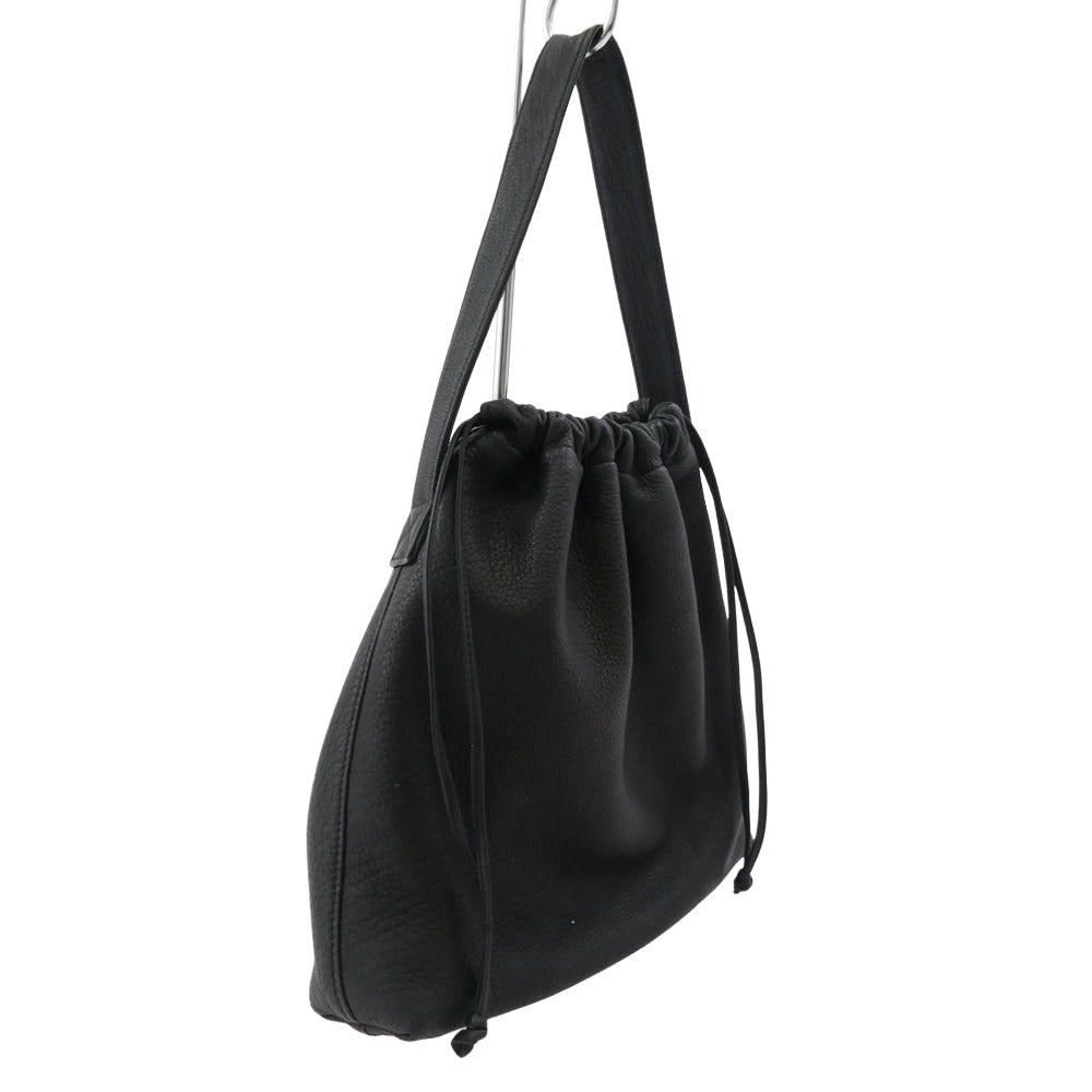 アエタ DRAW STRING ONE SHOULDER レザー ショルダーバッグ ブラック系【中古】