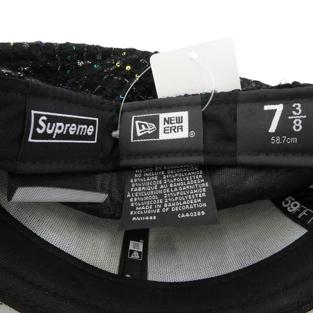 Supreme シュプリーム 25AW × New Era ニューエラ Boucle Box Logo ブークレ ボックスロゴ キャップ 帽子 ブラック系 マルチカラー系 58.7cm【新古品】【未使用】【中古】
