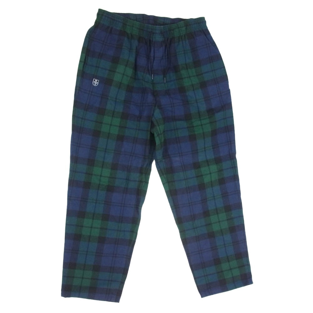 WTAPS ダブルタップス 22AW 222TQDT-PTM02 SEAGULL TROUSERS FLANNEL シーガル トラウザーズ フランネル タータンチェック トラウザーズ イージー パンツ ロゴシールド 刺繍 ネイビー系 X03【中古】